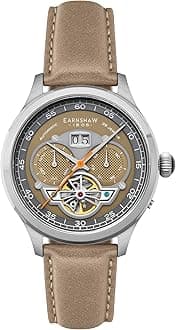 Thomas Earnshaw Men's 43mm Baron Grand Date Calendar Open Heart Automatic Watch with Leather Strap ES-8187
