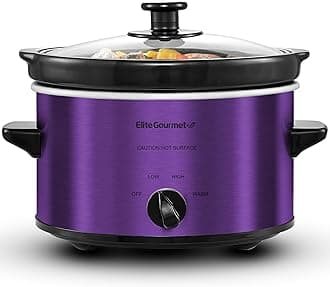 Elite Gourmet MST-275XP Electric Oval Slow Cooker, 2Qt Capacity, Purple