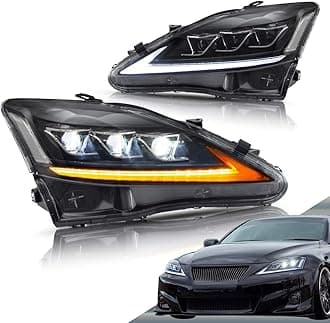 VLAND Led Headlights Compatible with Lexus IS250/ IS250C IS350 IS350C IS220d 2006-2012, ISF 2008-2014 w/ Sequential Indicator w/ Projecctor w/ Clear Reflector