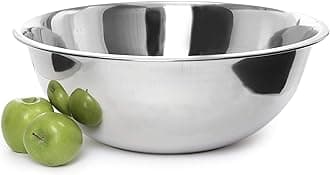 YBM Home Deep Stainless Steel Mixing Bowl for Sourdough - 20-Quart Large Durable Nesting Metal Bowls for Dough Kneading, Cooking, and Serving - Polished Silver