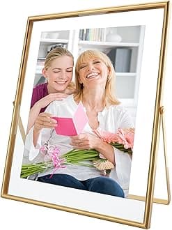 Gold Floating Picture Frame, 8x10 Inches, For Photo 7x9, 6x8, Vertical, Classy For Mother's Day, Wedding, Birthday