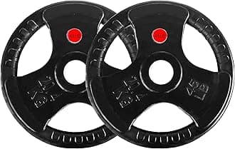 2" Olympic Grip Plates with 3-Handle Design | 2.5-45LB Rubber Encased Iron Weight Set & Pairs | Low-Noise, Floor Safe for Home Gym, Deadlift & Dumbbell