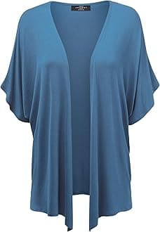 Made By Johnny Women's Kimono Style Short Sleeve Dolman Cardigan - Lightweight Open Front Summer Cover-Up