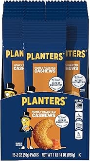 Cashews Super Tube Nuts, Honey Roasted, 15-Count, 2 Ounce