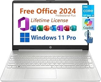 HP 15.6" Business Laptop, Free Microsoft Office 2021 with Lifetime License, HD Touchscreen Display, Intel 6-Core i3-1215U 4.4 GHz, 16GB RAM, 512GB PCIe SSD, Long Battery Life, Windows 11 Pro, Silver
