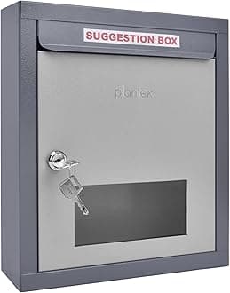 Plantex All in one Multipurpose use Box- Letter Box/Post Box for Gate Home and Office/Suggestion Box for Office use/Complaint/Donation Box with Lock Table Top or Wall Mount Pack of 1 - (Grey)