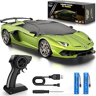 Lamborghini Remote Control Car,Officially Licensed 1:16 Scale Lambo Rechargeable Hobby Rc Cars with Headlight, 2.4GHz Race Car Toys for Boy Girl 4-12 Years Old, 12Km/h, Green