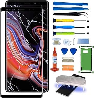 for Samsung Galaxy Note 9 Front Glass Screen Replacement Outer Screen incl Waterpoof Frame Adhesive,Repair Glue and Lamp Tool Kit(No Digitizer,No LCD) N960U