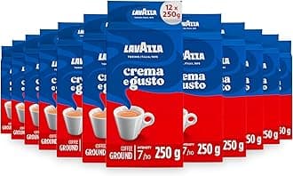 Lavazza Crema e Gusto Classico Ground Coffee, Dark Roast, 250g Each, 12-Pack - Ideal for Moka and Filter