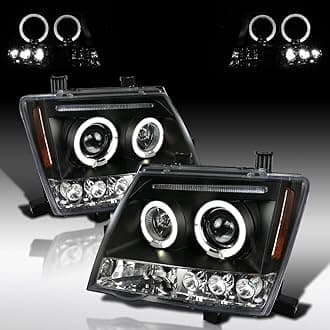 Autozensation Compatible with 2005-2015 Nissan Xterra, Left + Right Pair Headlamps Assembly, Black LED Projector Headlights