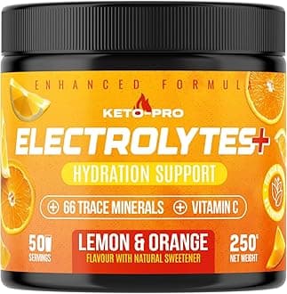 Keto-Pro Keto Electrolytes 250g | Electrolyte Powder Supporting Your Fasting, Health & Fitness Goals | 50 Servings | Lemon Orange Flavour