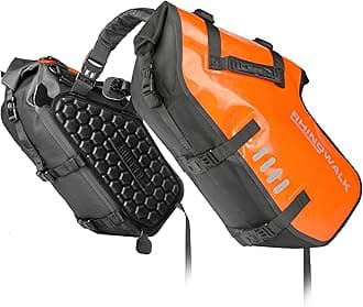 Rhinowalk Motorcycle Saddle Bag 28L (14L x 2) Waterproof Motor Side Pocket Luggage Bag Rear Bag (28L Orange)