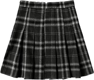WDIRARA Pleated Skirts for Women Y2k Mini Skirt High Waist A-Line Uniform Skorts Plaid Cheer Skort
