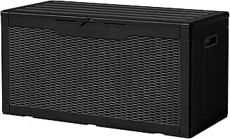 Devoko 100 Gallon Deck Box, Resin Outdoor Storage Box Waterproof (Black)