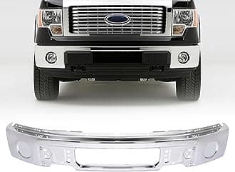 KUAFU Front Bumper Face Bar Compatible with 2009-2014 Ford F150 F-150 W/O Fog Light Holes Replacement for 9L3Z17757A FO1002412 Chrome Steel Silvery 3Pcs