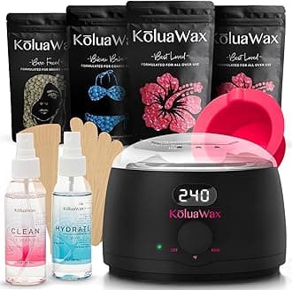 KoluaWax Premium Waxing Kit for Women - Hot Melt Hard Wax Warmer for Hair Removal, Eyebrow, Bikini, Legs, Face, Brazilian Wax - Machine (Pack of 4) Beads, Accessories, Black