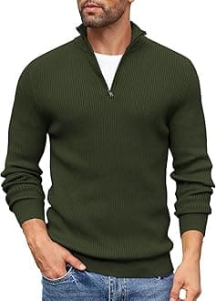 DENIMHOLIC Men High Neck Zipper Full Sleeve Cotton Knitted Winter Sweater