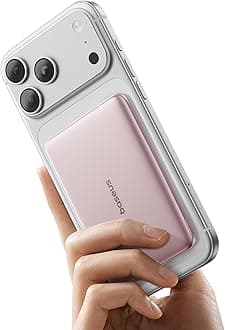 Baseus Picogo Power Bank, 0.3" Ultra Slim 5000mAh MagSafe Portable Charger with USB-C Braided Cable, Card-Size Magnetic Battery Pack, Alloy Wireless Fast Charger for iPhone 16/15/14/13/12, Lightweight