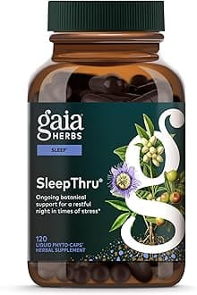 Gaia Herbs SleepThru - Natural Sleep Support Supplement with Organic Ashwagandha Root, Organic Magnolia Bark, Passionflower, and Jujube Date - 120 Vegan Liquid Phyto-Capsules (60-Day Supply)