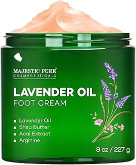 Lavender Oil Foot Cream, Warming Cream - Calluses, Dry Cracked Feet, Hands, Heels, Elbow, Nails, and Knees - Softens & Moisturizes Skin - 8 oz
