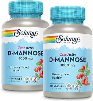 SOLARAY D-Mannose with CranActin Cranberry Extract 1000mg | for Normal, Healthy Urinary Tract Support | with Vitamin C | Non-GMO & Vegan | 120 Count | 2 pk