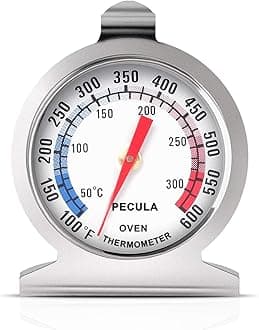 PECULA Oven Thermometer 50-300°C/100-600°F, Analog, Instant Read, Stainless Steel, Kitchen Cooking Thermometer