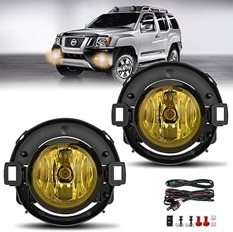 Fog Lights compatible with Nissan Xterra 2005-2015, Nissan Frontier 2010-2019, with Plastic Bumper Only, 1 Pair Fog Lamps, 26150EA025 NI2590102 (Yellow)