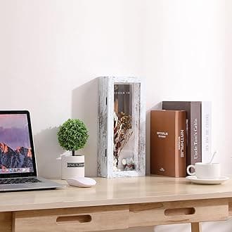 Muzilife 12.5x5 Shadow Box Picture Frame - 2.16" Interior Deep Wood & Glass Display Case Ready to Hang Memory Box Baby Sports Memorabilia, Wedding, Tickets, and Photos, Rustic White