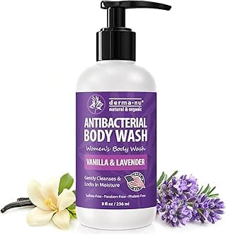 Antibacterial Body Wash for Women – Tea Tree Body Wash for Jock Itch, Athlete’s Foot, Eczema & Back Acne – Deep Cleansing & Nourishing – Relaxing Lavender & Vanilla Scent Safe for All Skin Types 8oz