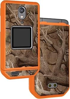 Nakedcellphone Case for CAT S22 Flip Phone, [Hunter Camouflage] Slim Hard Shell Protector Cover - Orange Camo