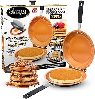 Double Sided Pan, The Perfect Pancake Maker – Ceramic Nonstick Copper Easy to Flip Pancake Griddle for Fluffy Pancakes, Omelette Maker, Frittata Maker & More! Dishwasher Safe