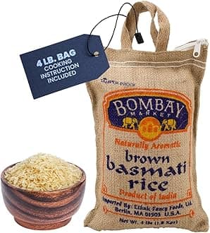 Bombay Market Brown Basmati Rice - Aromatic & Nutty Flavor Basmati Rice - Long Grain Rice Basmati (4 Pound Bag)