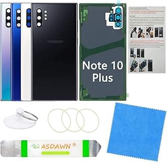 Galaxy Note 10+ Back Cover Glass Replacement with Pre-Installed Camera Lens+Installation Manual+Repair Tool Kit for Samsung Galaxy Note 10 Plus SM-N975 All Carriers (Aura Black)