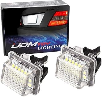 iJDMTOY OEM-Fit 3W Full LED License Plate Light Kit Compatible With Mercedes-Benz C E S Class, Powered by 18-SMD Xenon White LED & Can-bus Error Free