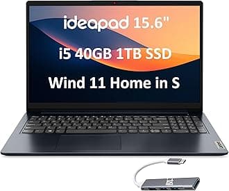 Lenovo IdeaPad 3 3i Laptop (15.6" FHD Touchscreen, Intel Core i5-1155G7, 40GB RAM, 1TB SSD) Narrow Bezel, Webcam, 12-Hr Long Battery Life, Wi-Fi 6, IST SD, Win 11 Pro, Business & Home, Abyss Blue
