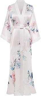 PRODESIGN Kimono Robe for Women - Long Satin Sleepwear Silky Kimono Cover-Up Nightgown Japanese Bathrobe Loungewear Blouse