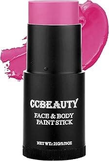 CCbeauty Hot Pink Face Paint Stick, Face Painting Kit, Full Coverage SFX Makeup Foundation, Professional Non-Toxic Body Paint for Halloween Costume Cosplay Party, For Barbie, Panther, Catrina Makeup