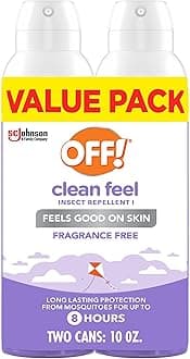 Off! Clean Feel Insect Repellent Aerosol with 20% Picaridin - Long-Lasting DEET-Free Protection from Mosquitoes, Fragrance-Free Pest Control for Ticks & Flies, Camping, Bug Spray - 5 oz (Pack of 2)