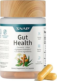 Snap Supplements Gut Health Lipase Supplement with Probiotics for Women & Men, Digestive Enzymes & Prebiotics - Turmeric, Aloe, Pylopass & Zinc, 50 Vegetarian Capsules
