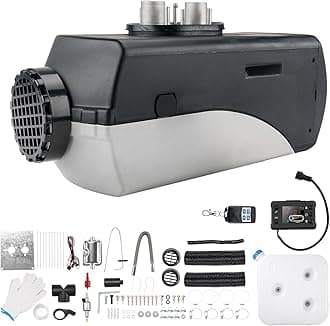 KAX 8KW 12V Diesel Air Heater, Split Type Single Hole Parking Heating w/LCD Switch Monitor Display Remote Control Car Heater for Car Trucks Bus RV and Trailer Black Grey