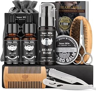 Men's Beard Care Kit – Care and Care Gift Set Complete Beard Growth with Beard Oil – Brush – Comb – Shampoo – Beard Balm and Scissors – Gift Set Birthday Christmas for Men
