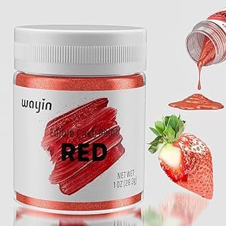Food Coloring Vibrant Color Paint for Baking- Wayin Upgraded Edible Glitter Paint,Food Grade Shimmer Cake Paint for Decorating Dessert, Donuts, Cupcake, Fondant, Cookie Decorating-Red(28.3g/Bottle)