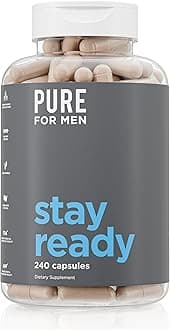 Pure for MenOriginal Cleanliness Stay Ready Fiber Supplement | Helps Promote Digestive Regularity | Psyllium Husk, Aloe Vera, Chia Seeds, Flaxseeds | Proprietary Formula | 240 Vegan Capsules