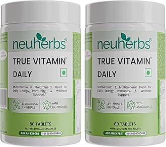 Multivitamin - 60 Tablets | True Vitamin Supplement For Men & Women | Multi Vitamin & Minerals With Vitamin C, Vitamin B, Vitamin D, Iron & Zinc | Boost Immunity, Energy & Stamina, Pack of 2