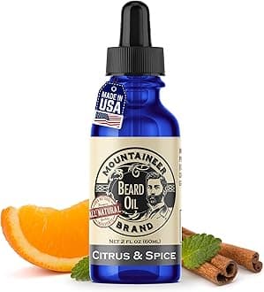 Mountaineer Brand Natural Beard Oil with Citrus & Spice Scent | Made in West Virgina | Hydrates, Moisturises, Softens & Conditions for Beard Growth | Treats Dry Itchy Beards for Men | 2oz