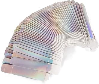 COSIDEA 50 PCS Empty Holographic siver Lip Gloss Boxes W25 xW25 xH117mm， Cosmetic Perfume Mascara Box Packaging ，small Kraft Paper Box Luxury Holder Wrapping