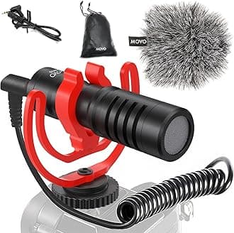 Movo VXR10 Universal Shotgun Mic for Camera - Camera Microphone for DSLR, iPhone and Android Smartphones - Compatible with Canon EOS, Nikon, and Sony Cameras - Professional Video Microphone