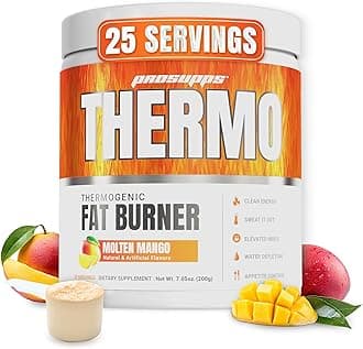 PROSUPPS Thermogenic Fat Burner Powder, Molten Mango - Weight Loss & Metabolism Booster Pre Workout Supplement for Women & Men - Supports Appetite Control & Boosts Energy - Gluten-Free - 25 Servings