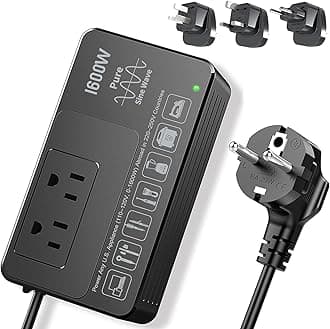 220V to 110V Voltage Converter US to Europe, Universal Power Plug Adapter Voltage Converter for European International Travel, 1600W - Plug & Play, Power Any U.S. Appliance in 220–250V Countries