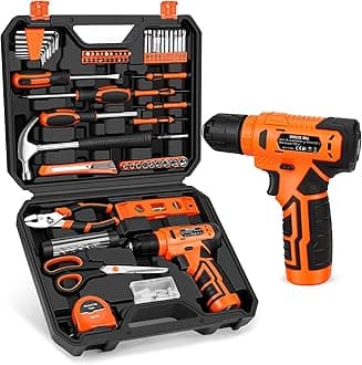 139-Piece Tool Set - Tool Kit with 8V Cordless Drill Driver in ToolBox Storage Case, General Household Drill Set for Home Repairs, Handyman, DIY Projects